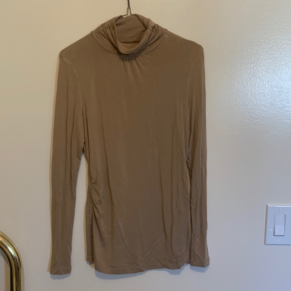 Long tight fit brown turtle neck